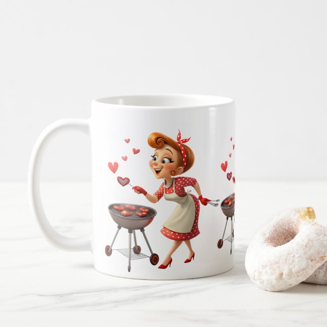 Tazas Rojas Del Día De San Valentín Para Cocinar (Con donut)
