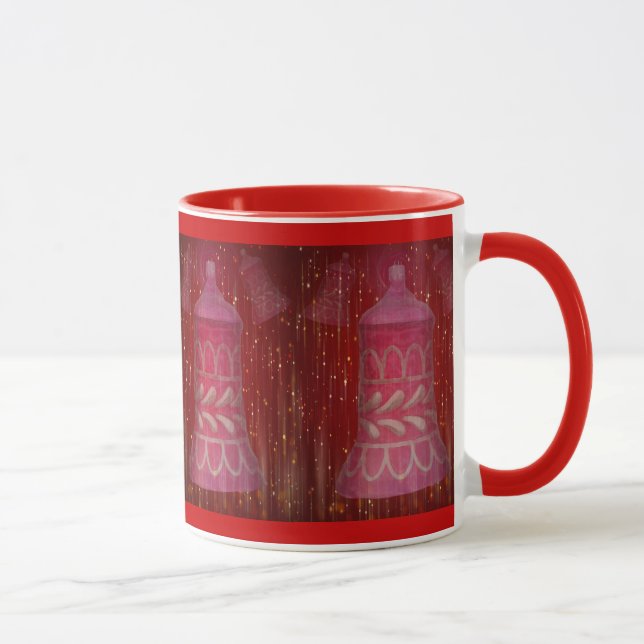 Tazas rosadas del regalo del ornamento del navidad (Derecha)