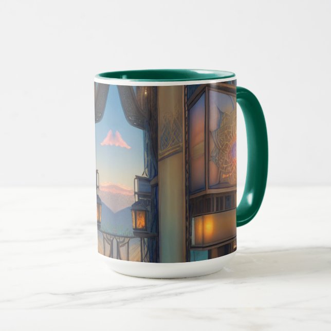 Tazas SciFi Balcones de la Ciudad Steampunk (Anverso derecho)