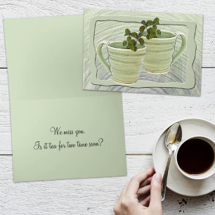 Tazas Verdes de Menta Plantilla de Foto Pensando e