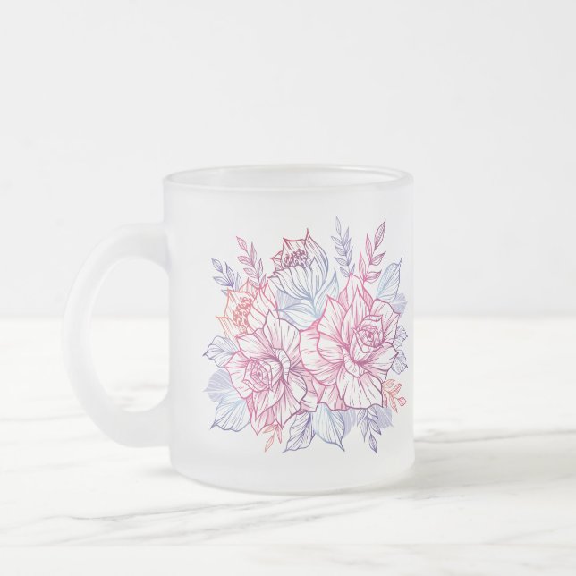 Tazas y tazas con un ramo de flores (Izquierda)
