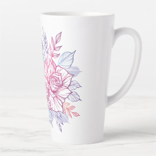 Tazas y tazones con un ramo de flores