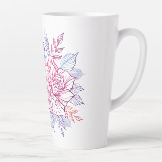 Tazas y tazones con un ramo de flores
