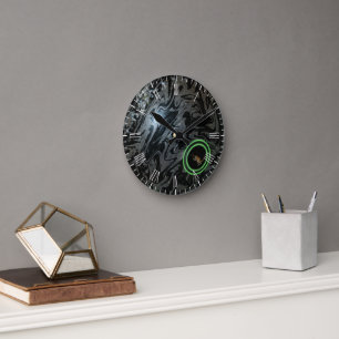 Tazón De Césped Negro Y Gris, Reloj De Pared