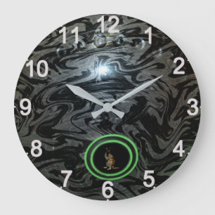 Tazón De Césped Negro Y Gris, Reloj De Pared