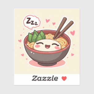 Tazón de Ramen Dormilón – Pegatina de Fideos Kawai