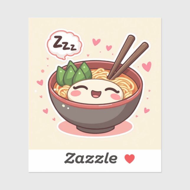 Tazón de Ramen Dormilón – Pegatina de Fideos Kawai (Hoja)