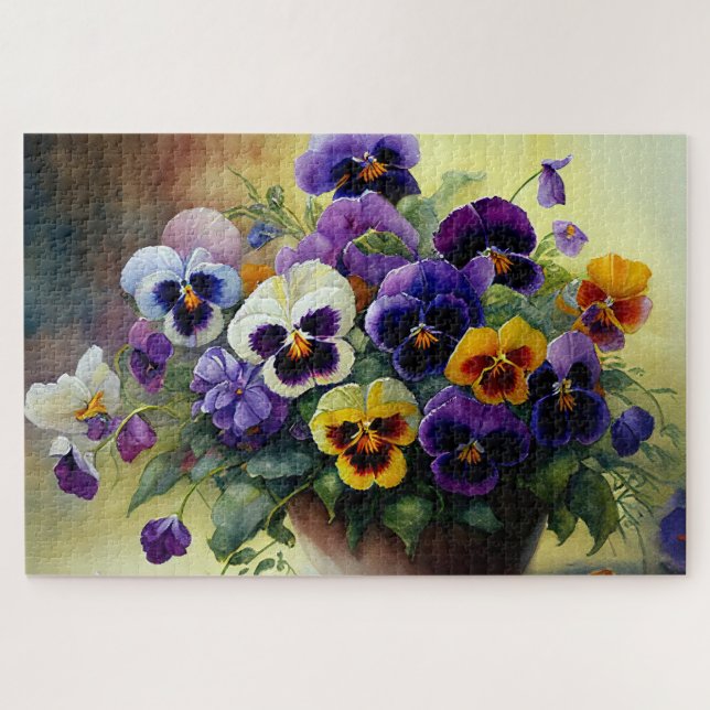 Tazón del rompecabezas de Pansies (Horizontal)