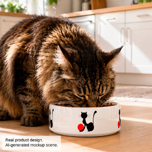 Tazón para mascotas gato negro, plato de alimentac
