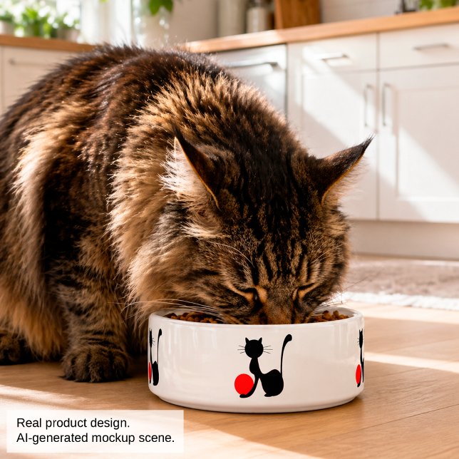 Tazón para mascotas gato negro, plato de alimentac (Subido por el creador)