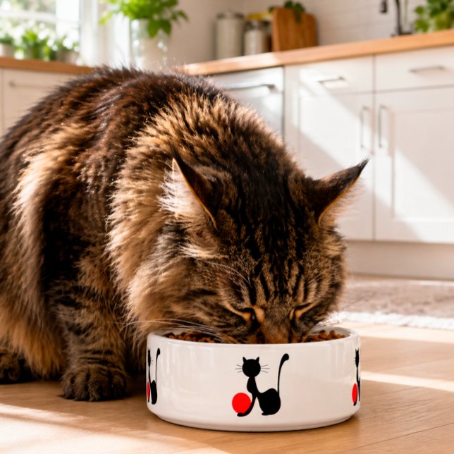 Tazón para mascotas gato negro, plato de alimentac (Subido por el creador)