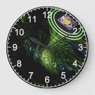 Tazón verde de jardín de incendios, reloj de pared
