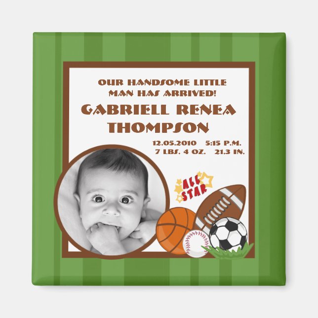 {TBA} 2"x2" Imán de Invitación verde de estrella (Frente)