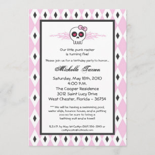 {TBA} invitación punky de la fiesta de cumpleaños