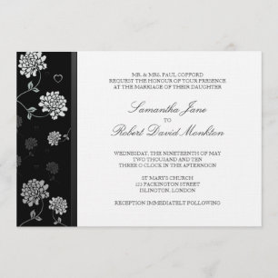 TBA: Invitaciones a la boda floral en blanco y neg
