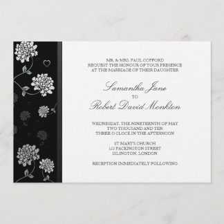 TBA: Invitaciones a la boda floral en blanco y neg
