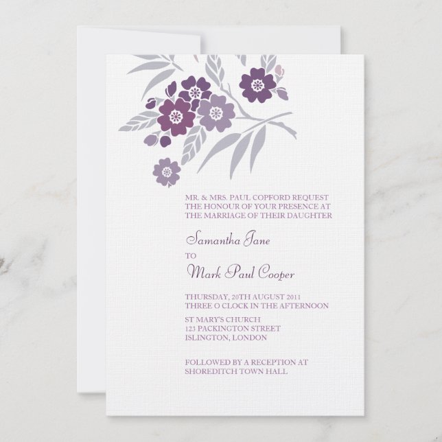 TBA: Invitaciones de la boda de la flor de cerezo (Anverso)