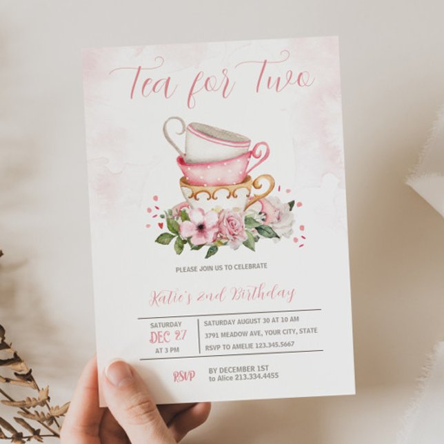 Té 2º cumpleaños Invitación floral (Subido por el creador)