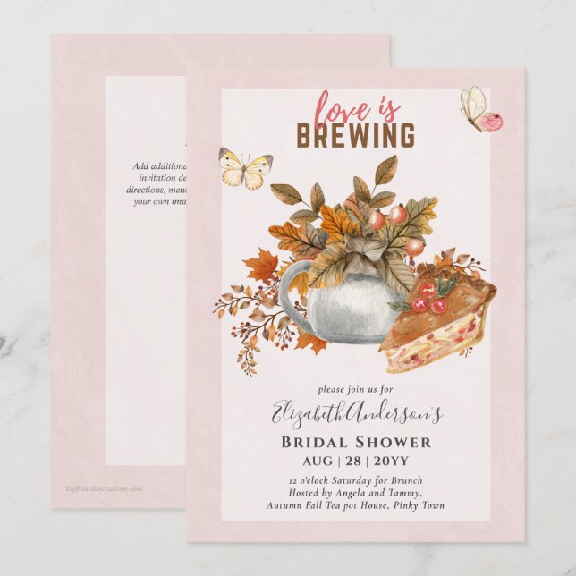 Té Adorable Pot Bridal Shower Lunch Invitación (Anverso / Reverso)