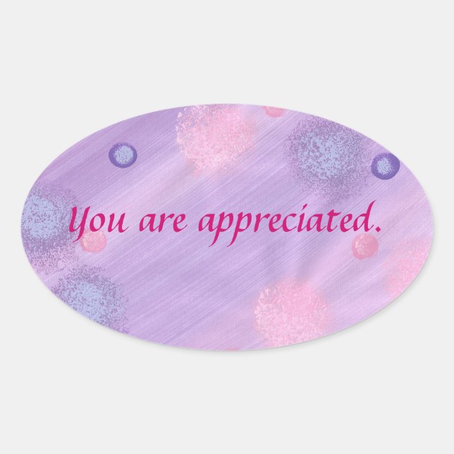 Te agradecen los pegatinas de burbujas púrpura ros (Anverso)