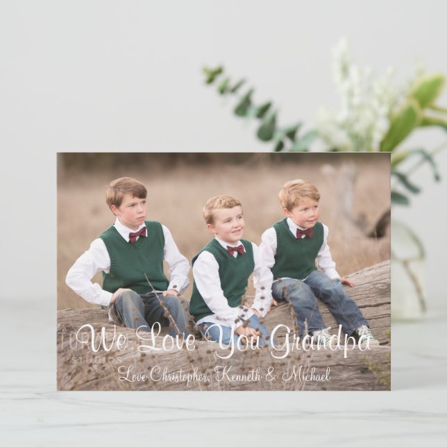 Te amamos la tarjeta del día del abuelo (Anverso de pie)
