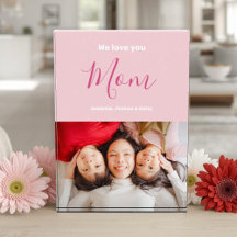 Te Amamos Mamá Bloque de Foto Minimalista Rosa