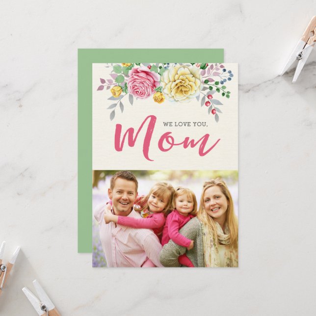 Te Amamos, Mamá | Tarjeta plana de Día de la Madre (Anverso/Reverso In Situ)