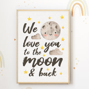 Te Amamos Póster para Guardería Lunar Decoración p
