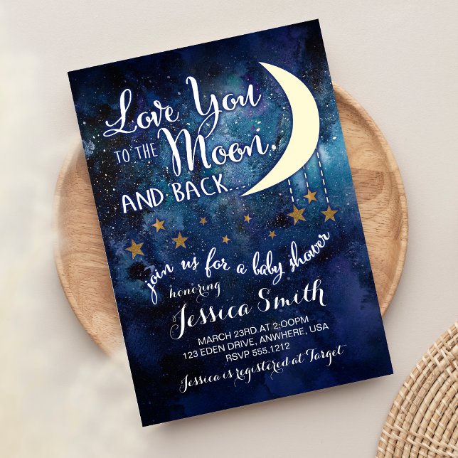 Te amo a la invitación de Baby Shower Moon & Back (Subido por el creador)