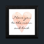 Te amo a la luna y a la caja de regalo de atrás<br><div class="desc">Te amo a la luna y a la caja de regalo de citas de atrás. Diseño cardiaco de acuarela romántica con tipografía manuscrita elegante. Pintura de arte de color rosa coral con mensaje de amor personalizado, cita, decir, etc. Impresión de color pastel. Día de San Valentín o idea de regalo...</div>
