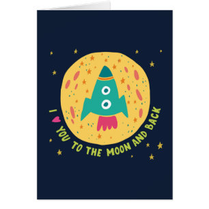 Te amo a la luna y al Rocketship trasero