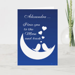 Te amo a la luna y atrás, tarjeta personalizada