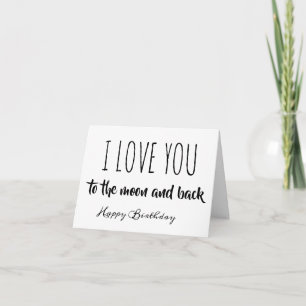 Te amo a la luna y de vuelta tarjeta de cumpleaños