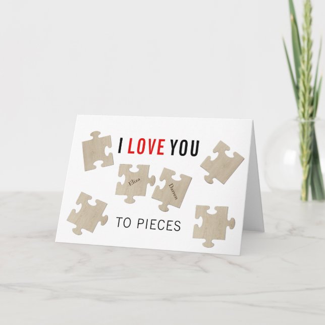 TE AMO A LA TARJETA DE FELICITACIÓN DE LOS PEDAZOS (Anverso)