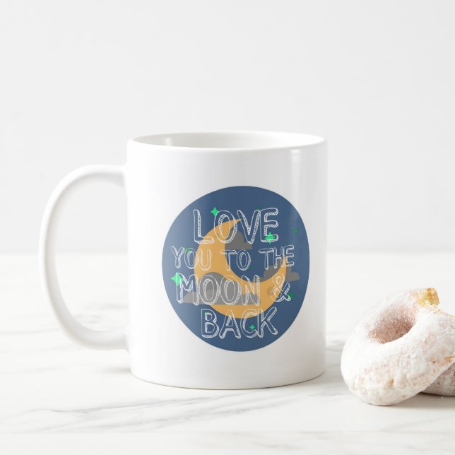 Te amo a la taza del azul de la luna y de la parte (Con donut)
