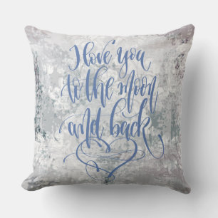 Te amo al almohada acuarela de luna y espalda