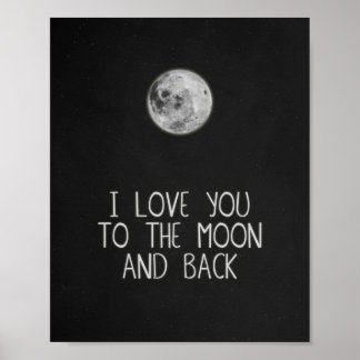 Te amo al arte Poster de la luna y la luna trasera