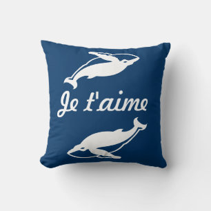 Te amo ballenas blancas en almohada azul