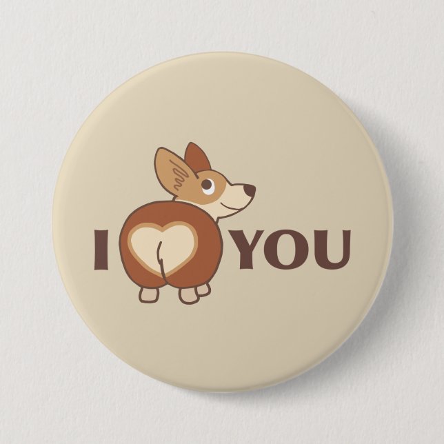 Te Amo Botón De Perro Corgi (Anverso)