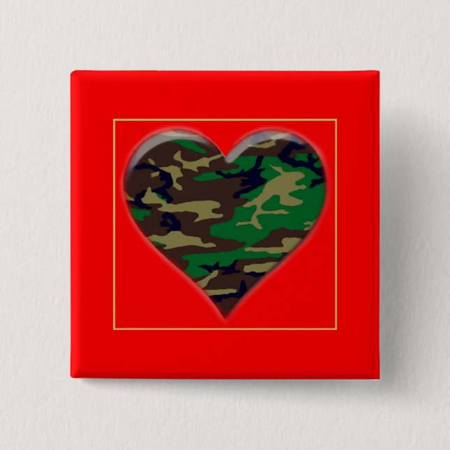 Te amo botón de San Valentín de Woodland Camo (Anverso)