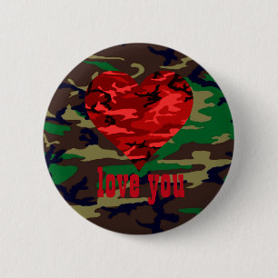 Te amo botón de San Valentín militar