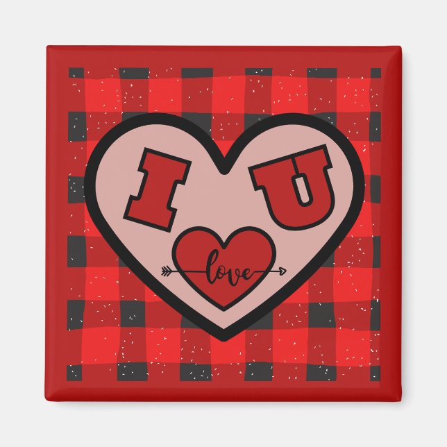 Te Amo Búfalo Plaid Imán (Frente)