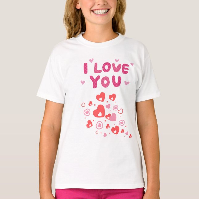 Te amo camiseta de corazón lindo para niños (Anverso)
