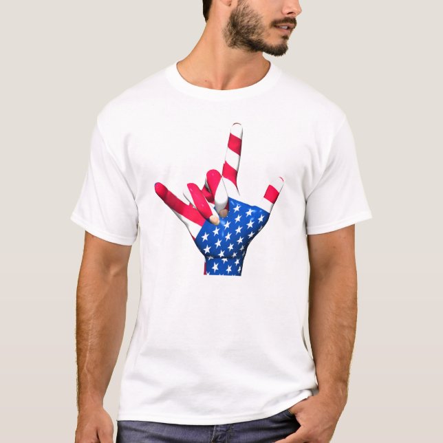 Te amo camiseta de la bandera de los E.E.U.U. (Anverso)
