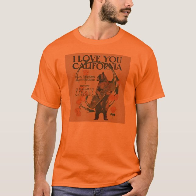 Te amo camiseta del oso de California para hombre (Anverso)