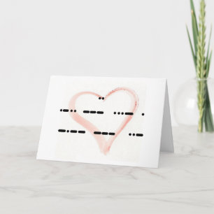 Te amo código morse con tarjeta de corazón acuarel