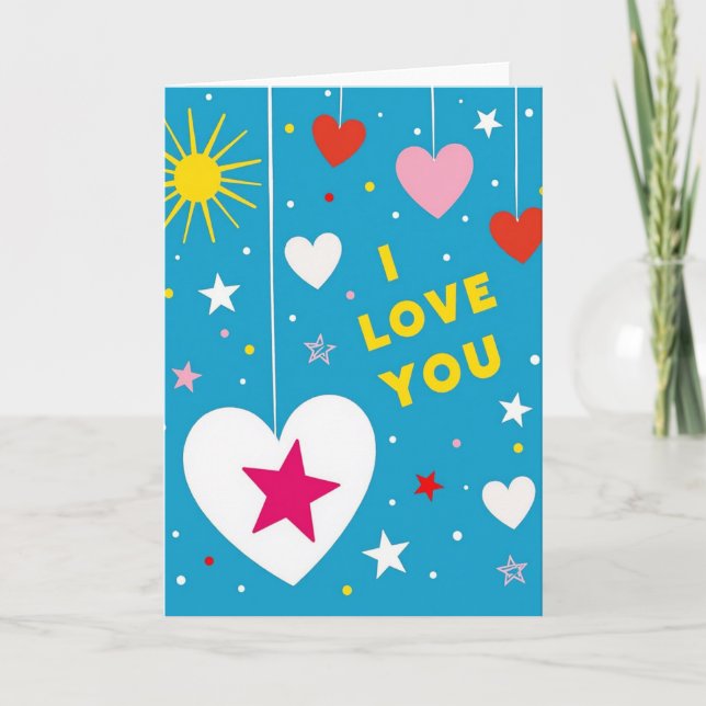 Te Amo Corazones Estrellas Tarjeta (Anverso)