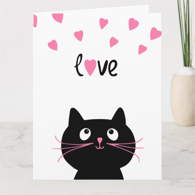 TE AMO, CUTE TARJETA DE GATO NEGRO (Anverso)