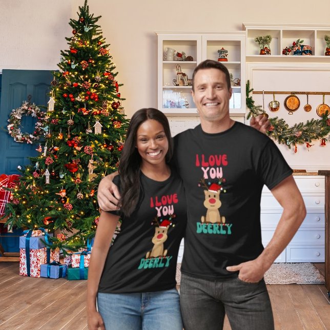 Te Amo Deerly Reindeer Santa Hat Camiseta (Subido por el creador)