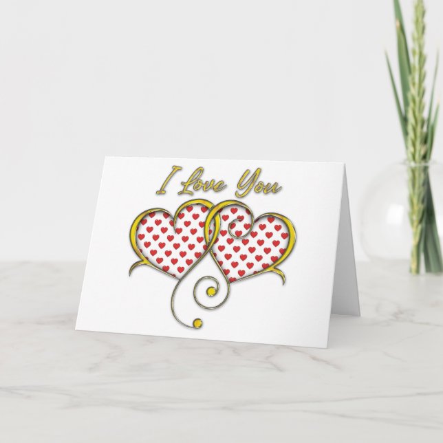 Te Amo Diseño Tarjeta Corazones de Oro (Anverso)